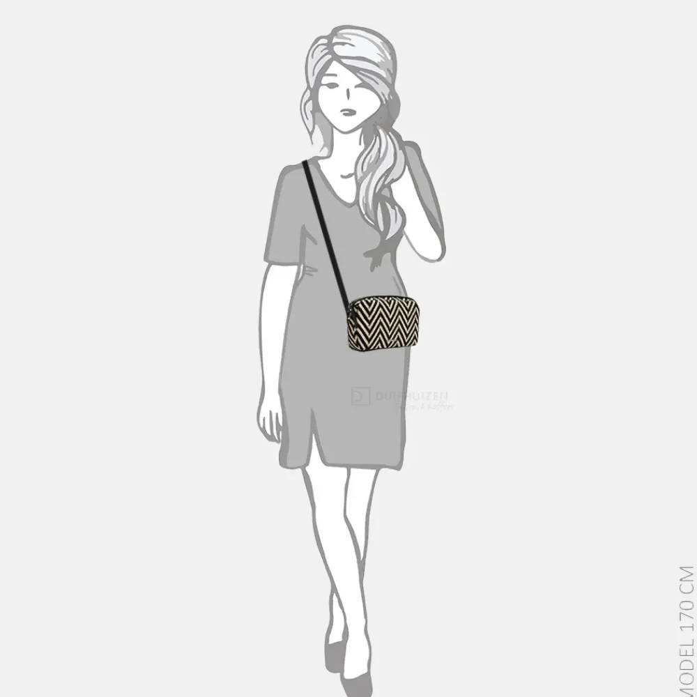 Crossbody Tassen^Emily & Noah Raffia crossbody tas black/taupe