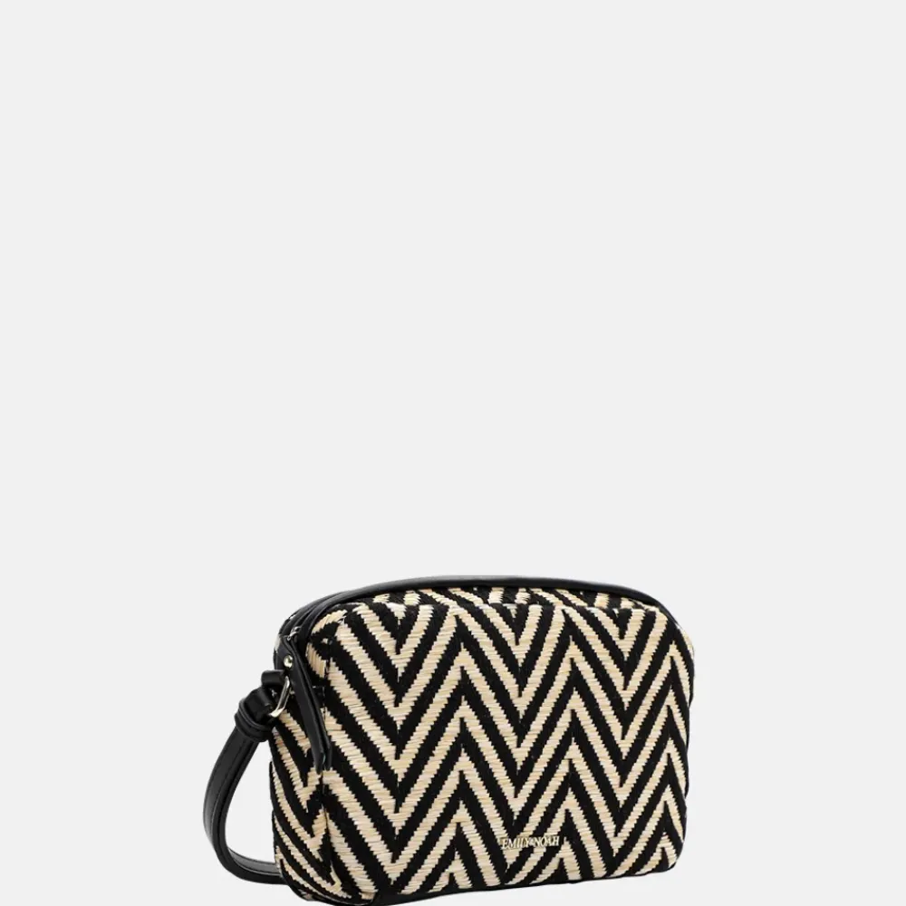 Crossbody Tassen^Emily & Noah Raffia crossbody tas black/taupe