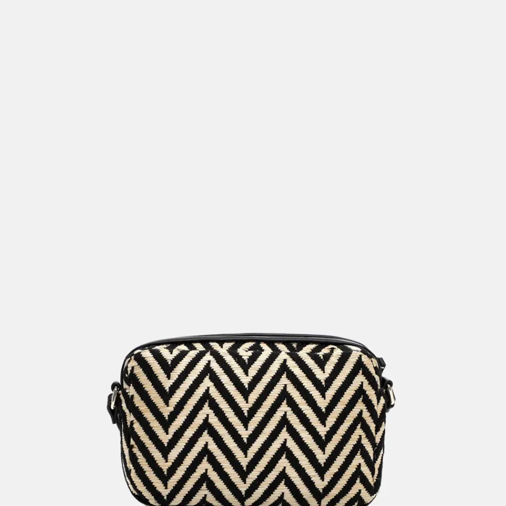 Crossbody Tassen^Emily & Noah Raffia crossbody tas black/taupe