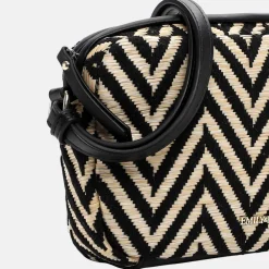 Crossbody Tassen^Emily & Noah Raffia crossbody tas black/taupe