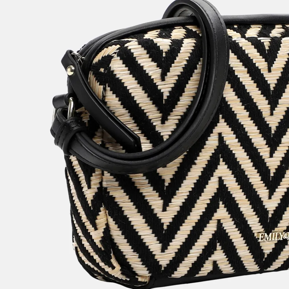 Crossbody Tassen^Emily & Noah Raffia crossbody tas black/taupe