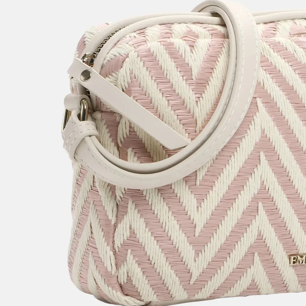 Crossbody Tassen^Emily & Noah Raffia crossbody tas pink salt