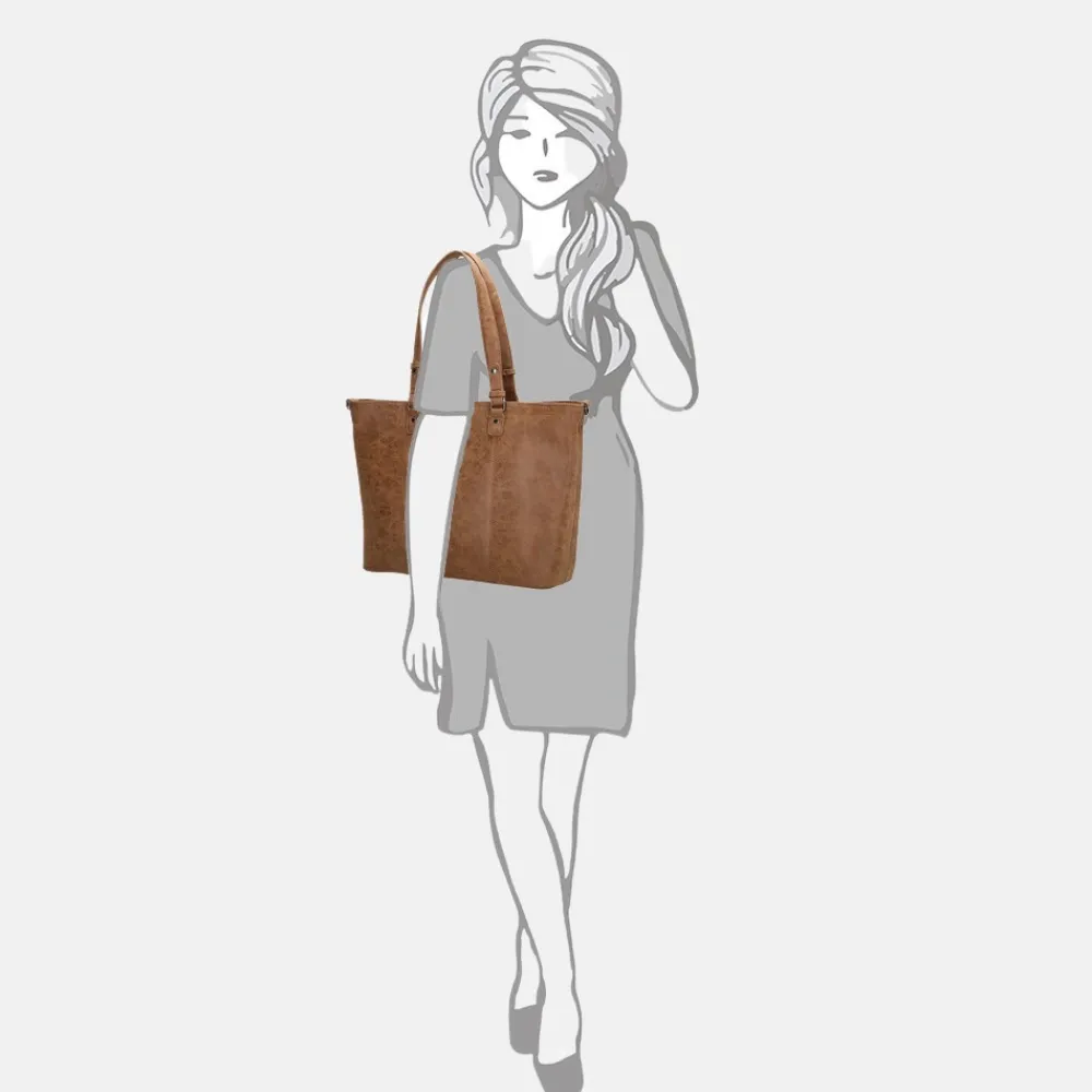 Schoolhandtassen | Shoppers^Enrico Benetti Kate shopper 15 inch camel