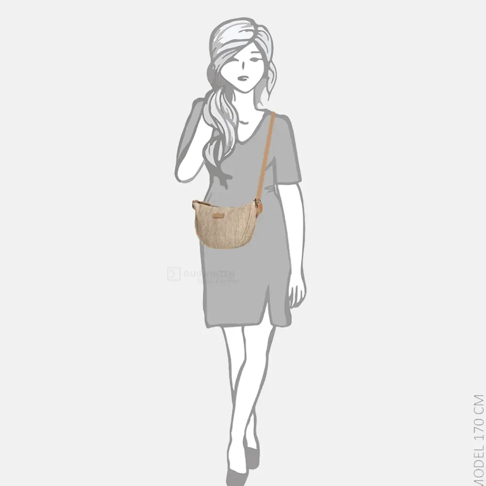 Crossbody Tassen^Enrico Benetti Raffia Banana crossbody tas misty rose