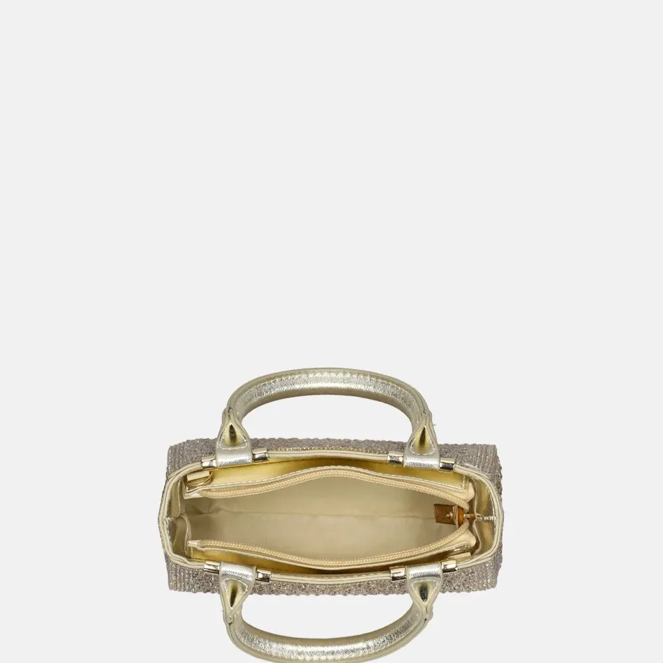 Handtassen^Firenze buideltas glitter light gold