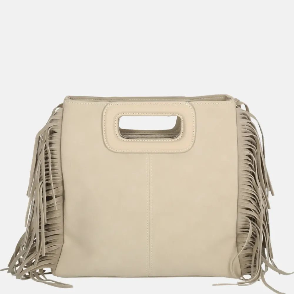 Handtassen^Firenze handtas franje beige