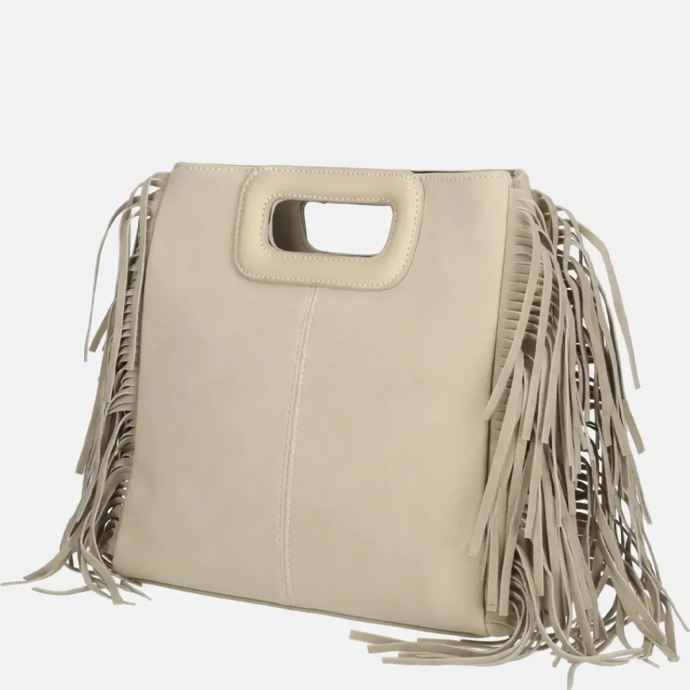 Handtassen^Firenze handtas franje beige