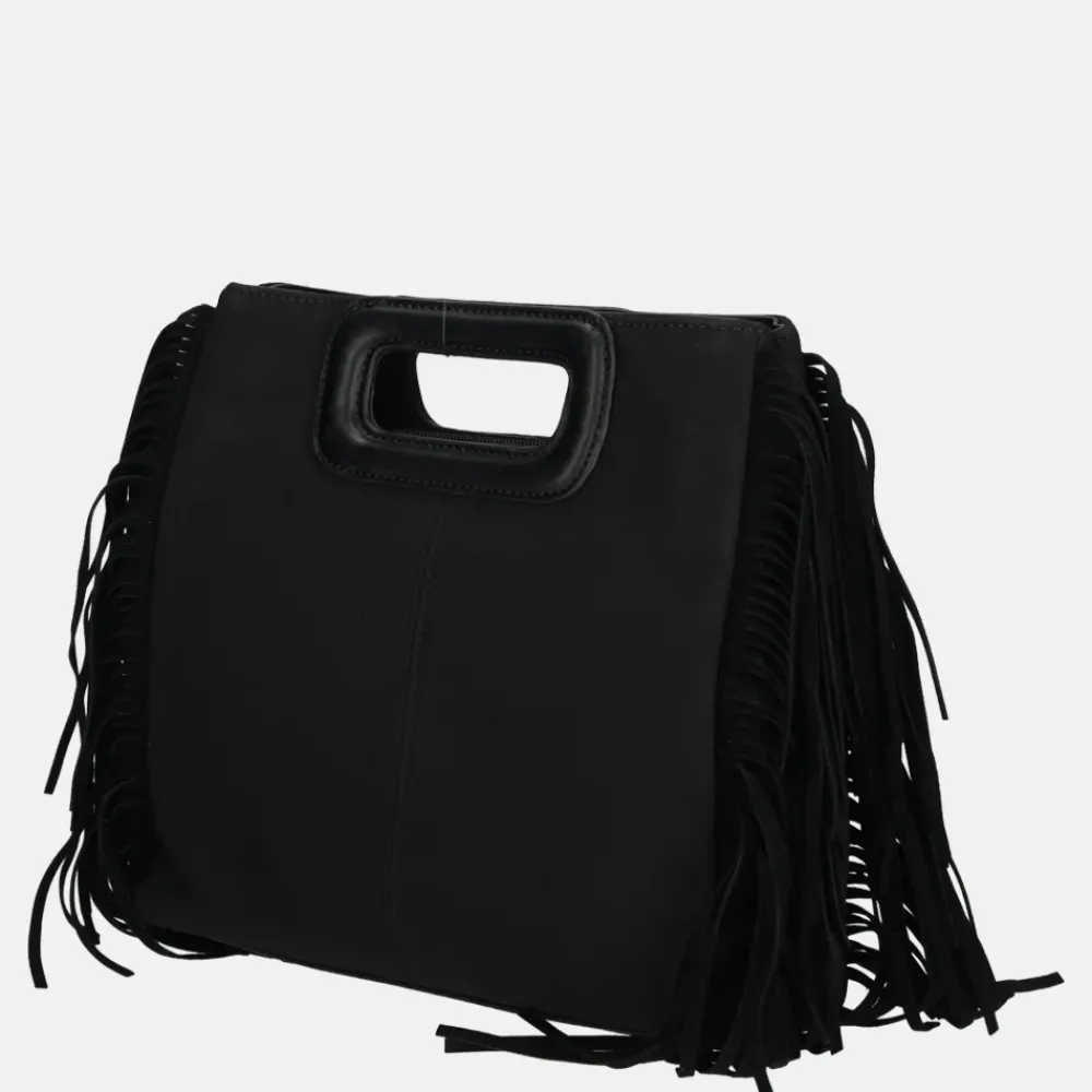 Handtassen^Firenze handtas franje black
