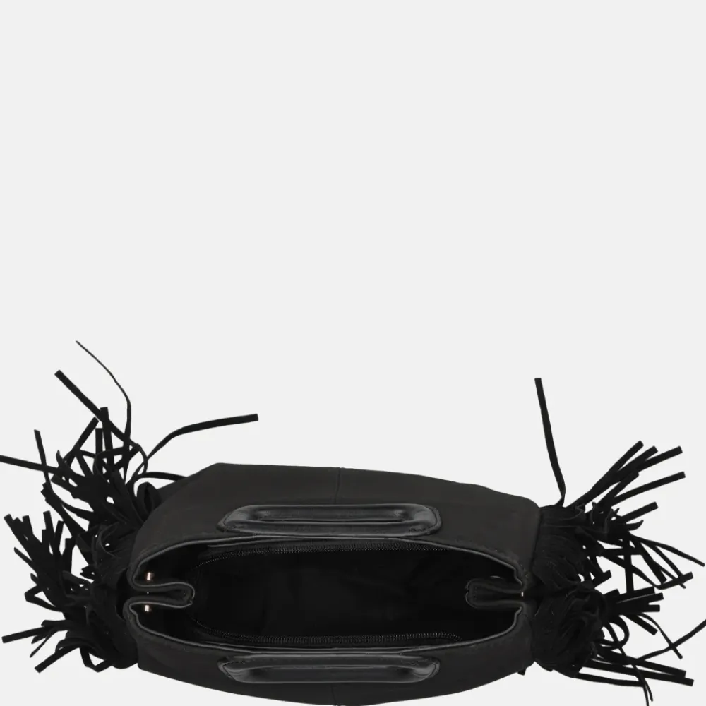 Handtassen^Firenze handtas franje black
