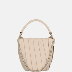 Handtassen^Firenze plissé bucket handtas beige