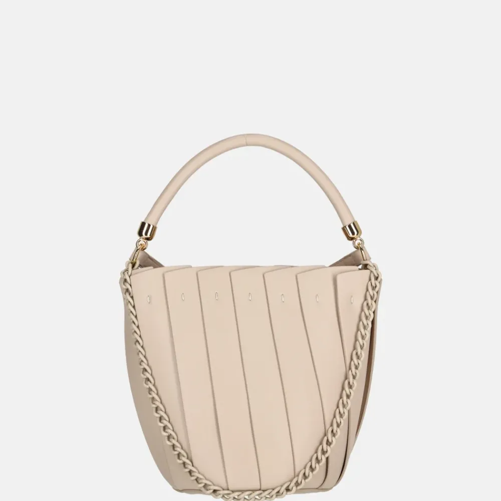 Handtassen^Firenze plissé bucket handtas beige