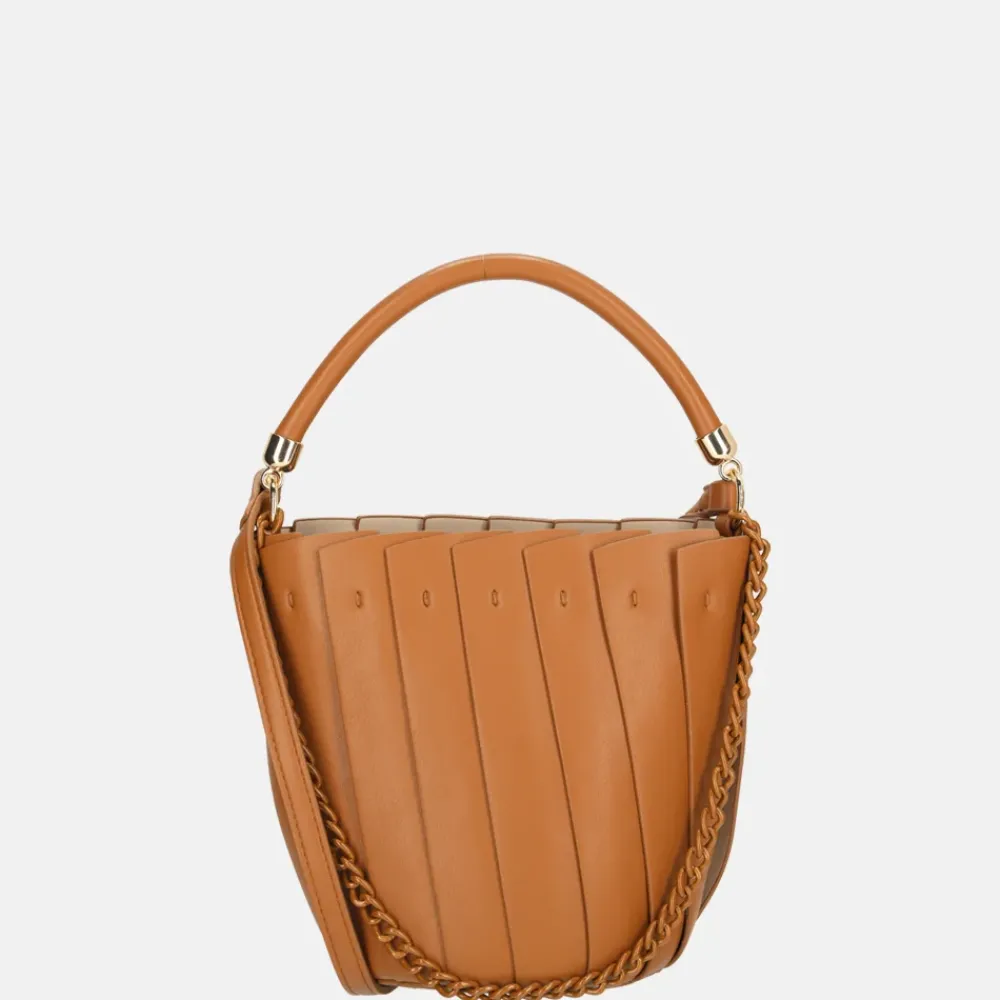 Handtassen^Firenze plissé bucket handtas brown