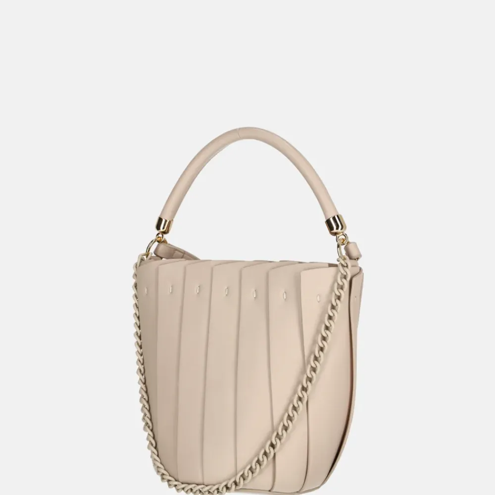 Handtassen^Firenze plissé bucket handtas beige