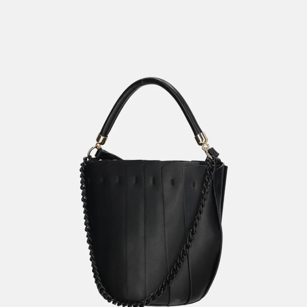Handtassen^Firenze plissé bucket handtas black
