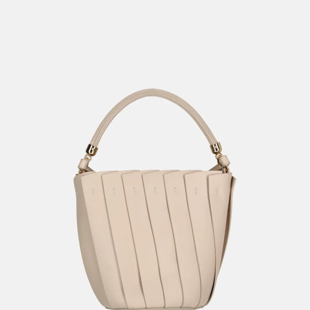 Handtassen^Firenze plissé bucket handtas beige