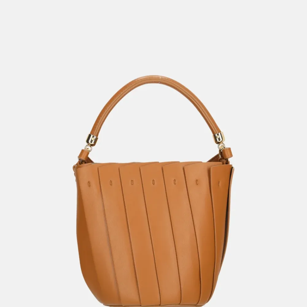 Handtassen^Firenze plissé bucket handtas brown