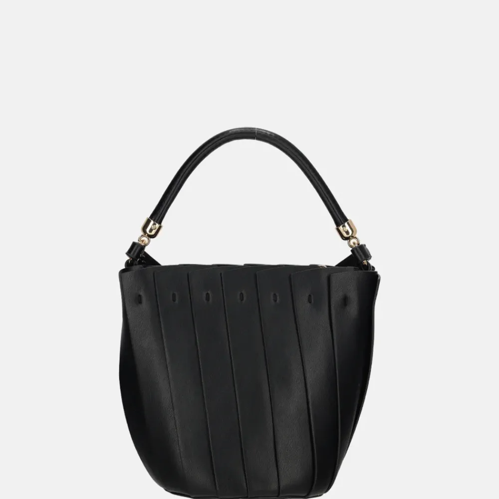 Handtassen^Firenze plissé bucket handtas black