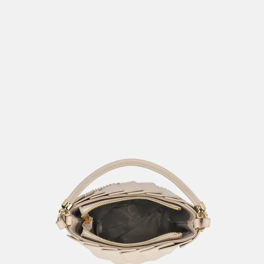 Handtassen^Firenze plissé bucket handtas beige