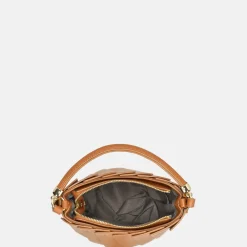 Handtassen^Firenze plissé bucket handtas brown