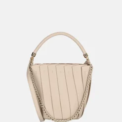 Handtassen^Firenze plissé bucket handtas beige