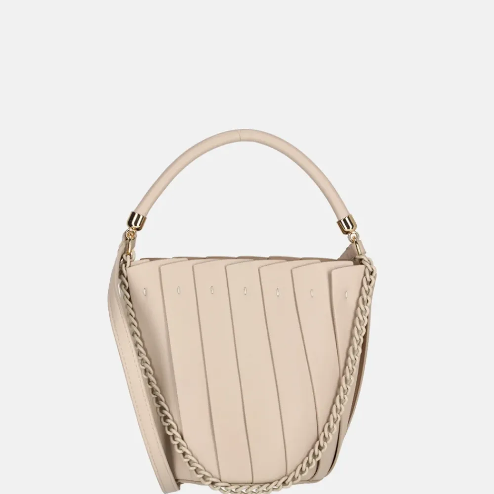 Handtassen^Firenze plissé bucket handtas beige