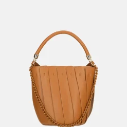 Handtassen^Firenze plissé bucket handtas brown
