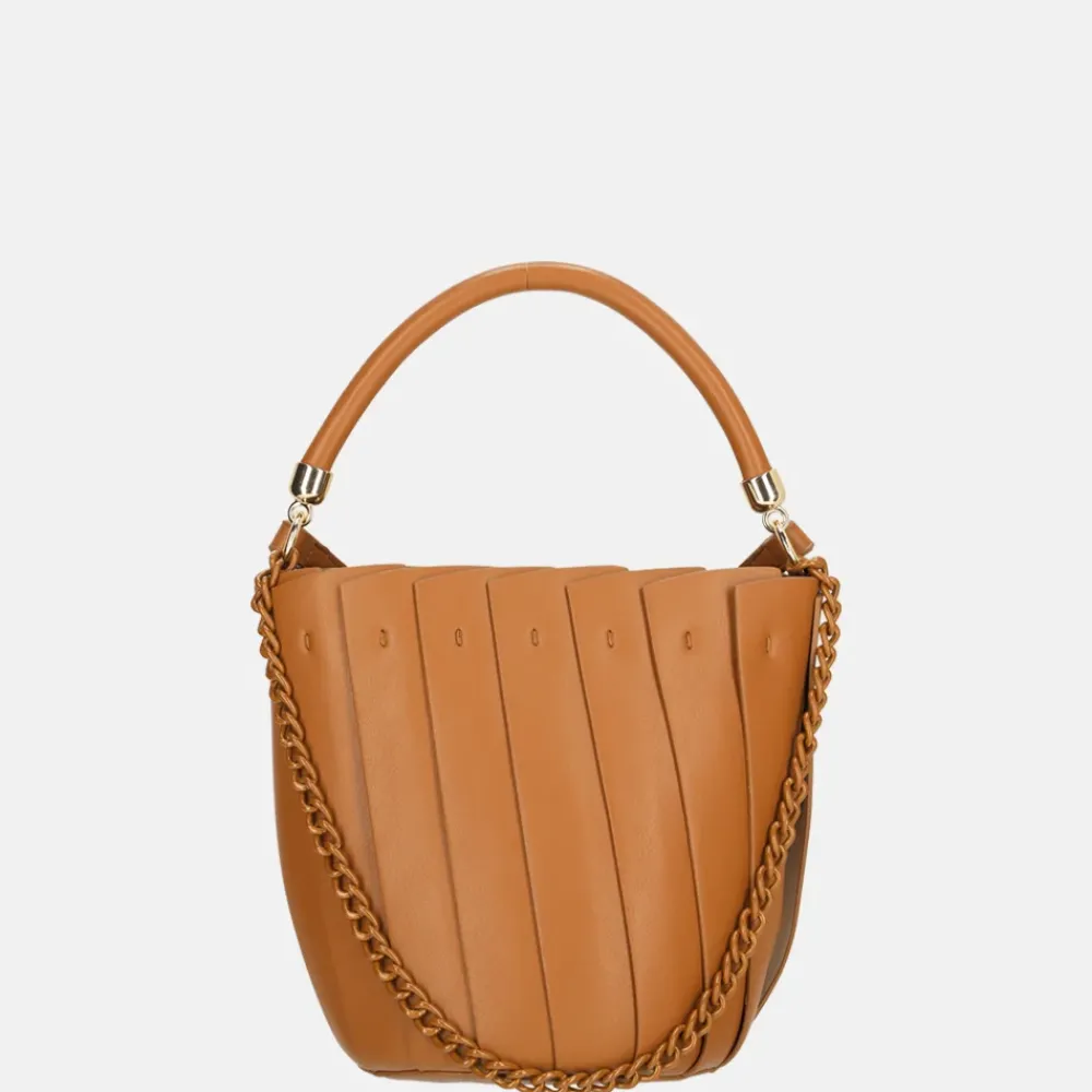 Handtassen^Firenze plissé bucket handtas brown