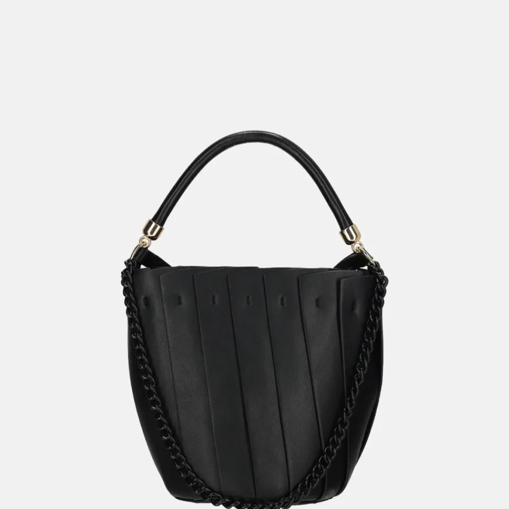 Handtassen^Firenze plissé bucket handtas black