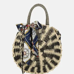 Handtassen^Firenze rieten handtas beige/black