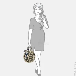 Handtassen^Firenze rieten handtas beige/black