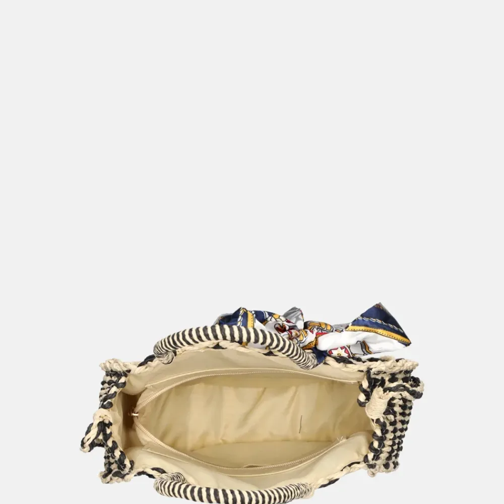 Handtassen^Firenze rieten handtas beige/black