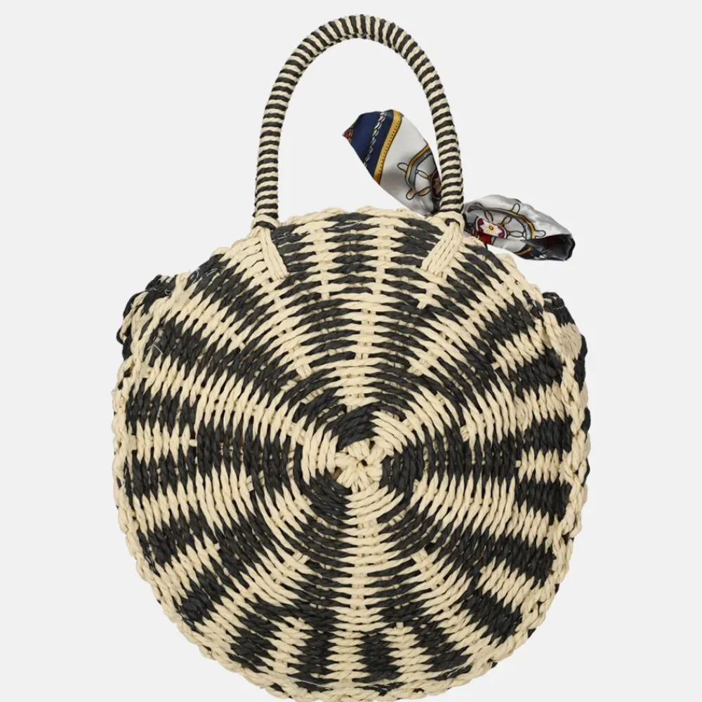 Handtassen^Firenze rieten handtas beige/black