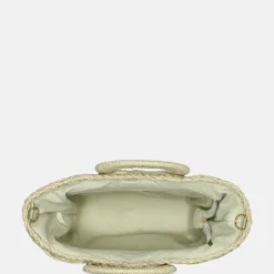 Handtassen^Flora & Co handtas riet light green