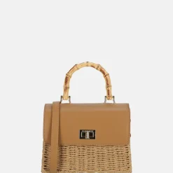 Handtassen^Flora & Co handtas riet naturel/camel
