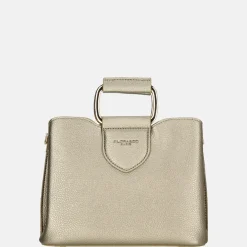 Handtassen^Flora & Co handtas S taupe metalisee