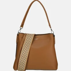 Schoudertassen^Flora & Co schoudertas fashionband camel