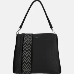 Schoudertassen^Flora & Co schoudertas fashionband black