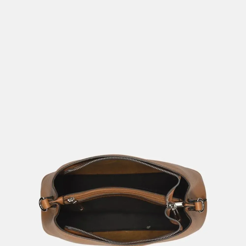 Schoudertassen^Flora & Co schoudertas fashionband camel