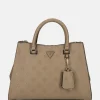 Handtassen^Guess Cresidia society satchel handtas dark taupe