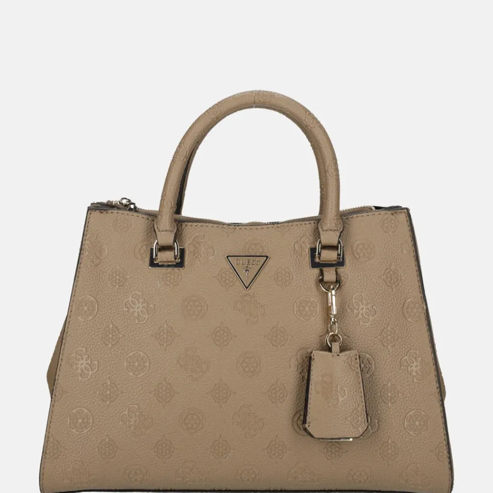 Handtassen^Guess Cresidia society satchel handtas dark taupe