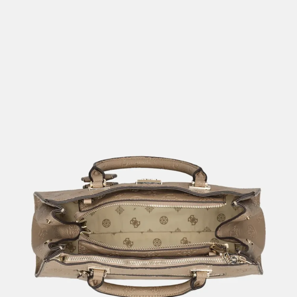 Handtassen^Guess Cresidia society satchel handtas dark taupe