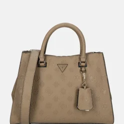 Handtassen^Guess Cresidia society satchel handtas dark taupe