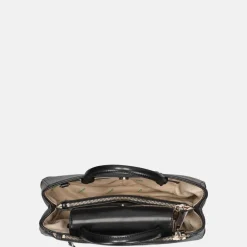 Handtassen^Guess Eco Mietta SML society satchel handtas coal logo/black