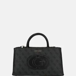 Handtassen^Guess Eco Mietta SML society satchel handtas coal logo/black