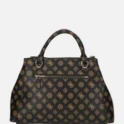 Handtassen^Guess Evelune girlfriend satchel handtas L mocha logo