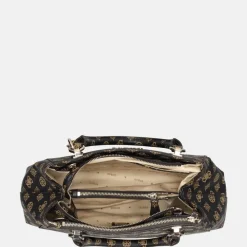 Handtassen^Guess Evelune girlfriend satchel handtas L mocha logo