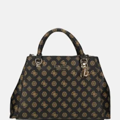 Handtassen^Guess Evelune girlfriend satchel handtas L mocha logo