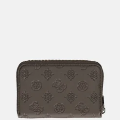 Dames Portemonnees^Guess Gerty SLG ziparound portemonnee M dark taupe