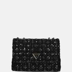 Schoudertassen^Guess Giully schoudertas glitter black gold