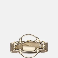 Handtassen^Guess Mintha satchel handtas S latte logo/stone